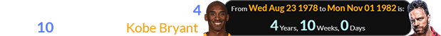 Shaun Ricker was born exactly 4 years, 10 weeks after Kobe Bryant: