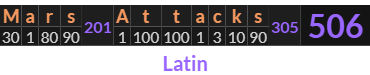 "Mars Attacks" = 506 (Latin)