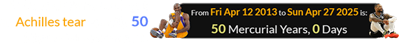 Kobe and Dame each got an Achilles tear exactly 50 Mercurial years apart: