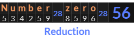 "Number zero" = 56 (Reduction)