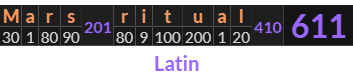 "Mars ritual" = 611 (Latin)