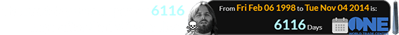 The next day was a span of 6116 days after Carl Wilson died: