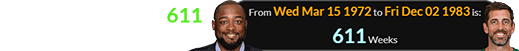 Rodgers was born 611 weeks after Mike Tomlin: