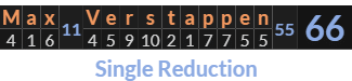 "Max Verstappen" = 66 (Single Reduction)