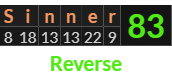 "Sinner" = 83 (Reverse)