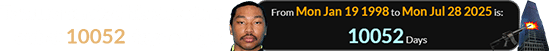 Tamura carried his shooting out at 10052 days of age: