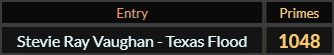 "Stevie Ray Vaughan Texas Flood" = 1048 (Primes)