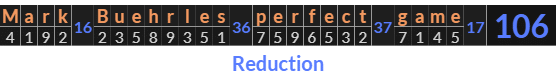 "Mark Buehrles perfect game" = 106 (Reduction)