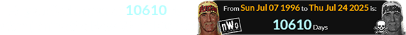 Hogan died a span of 10610 days after joining the New World Order:
