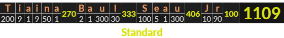 "Tiaina Baul Seau Jr" = 1109 (Standard)