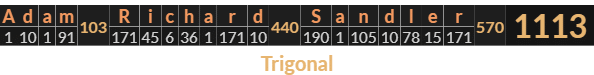"Adam Richard Sandler" = 1113 (Trigonal)