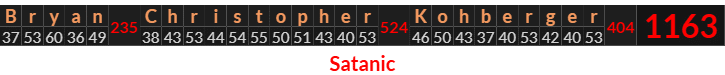 "Bryan Christopher Kohberger" = 1163 (Satanic)