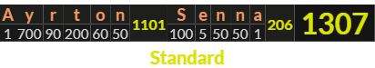 "Ayrton Senna" = 1307 (Standard)