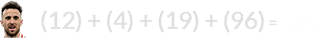 (12) + (4) + (19) + (96) = 131