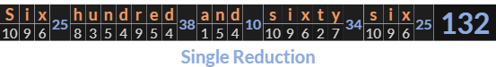 "Six hundred and sixty six" = 132 (Single Reduction)