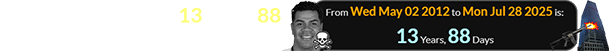 It was also a span of 13 years, 88 days after the death of Junior Seau: