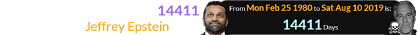 FBI Director Kash Patel was 14411 days old when Jeffrey Epstein died: