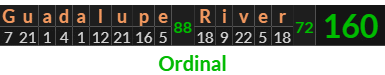 "Guadalupe River" = 160 (Ordinal)
