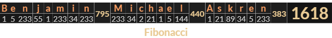 "Benjamin Michael Askren" = 1618 (Fibonacci)