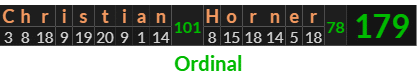 "Christian Horner" = 179 (Ordinal)