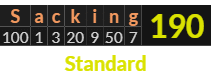 "Sacking" = 190 (Standard)