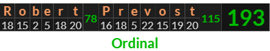 "Robert Prevost" = 193 (Ordinal)