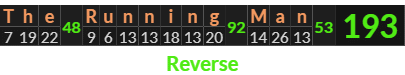 "The Running Man" = 193 (Reverse)