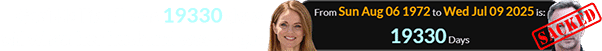 Geri Halliwell was 19330 days old when her husband was let go: