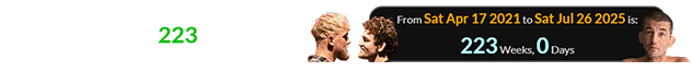 Askren first appeared as ‘Skin & Bones’ exactly 223 weeks after his boxing match against Jake Paul: