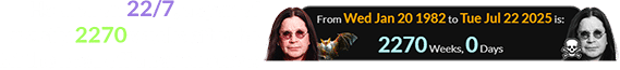 He died on 22/7, a span of exactly 2270 weeks after he bit the head off a bat on stage: