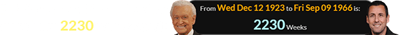 Bob Barker and Adam Sandler were born 2230 weeks apart: