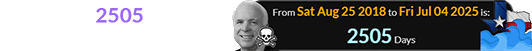 July 4th was 2505 days after John McCain passed away: