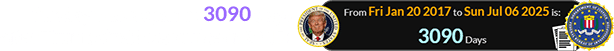 Sunday was a span of 3090 days after Trump first took office in 2017: