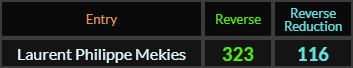 Laurent Philippe Mekies = 323 and 116 Reverse