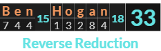 "Ben Hogan" = 33 (Reverse Reduction)