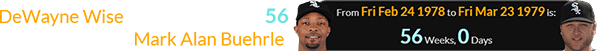 DeWayne Wise was born exactly 56 weeks before Mark Alan Buehrle: