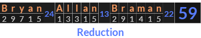 "Bryan Allan Braman" = 59 (Reduction)