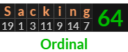 "Sacking" = 64 (Ordinal)