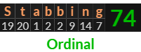 "Stabbing" = 74 (Ordinal)