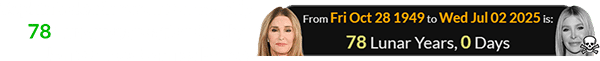 Sophia’s death occurred exactly 78 Lunar years after Caitlyn Jenner was born as Bruce:
