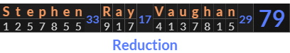 "Stephen Ray Vaughan" = 79 (Reduction)