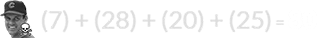 (7) + (28) + (20) + (25) = 80