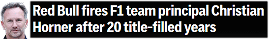 Red Bull fires F1 team principal Christian Horner after 20 title-filled years