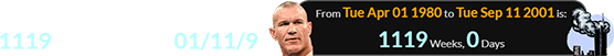 His partner Orton was exactly 1119 weeks old on 01/11/9: