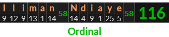 "Iliman Ndiaye" = 116 (Ordinal)