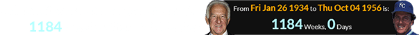 Leibrandt was born a span of exactly 1184 weeks after Bob Uecker:
