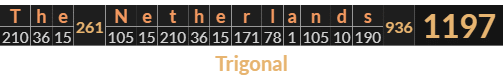 "The Netherlands" = 1197 (Trigonal)