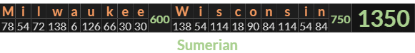 "Milwaukee Wisconsin" = 1350 (Sumerian)