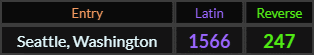 Seattle Washington = 1566 and 247