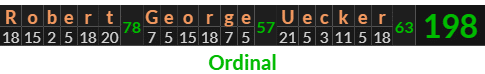 "Robert George Uecker" = 198 (Ordinal)